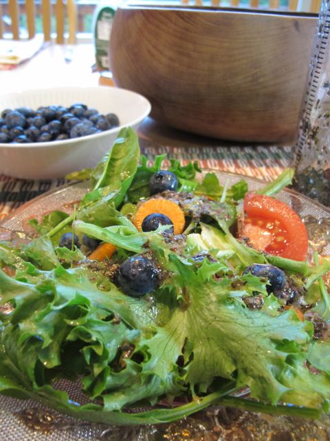 Salad with Blueberry Basil Dressing