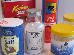 table salt, kosher salt, sea salt, prudent pantry