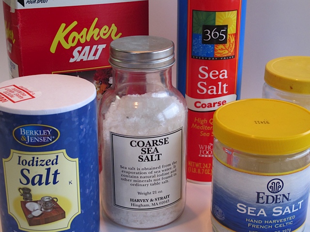 table salt, kosher salt, sea salt, prudent pantry