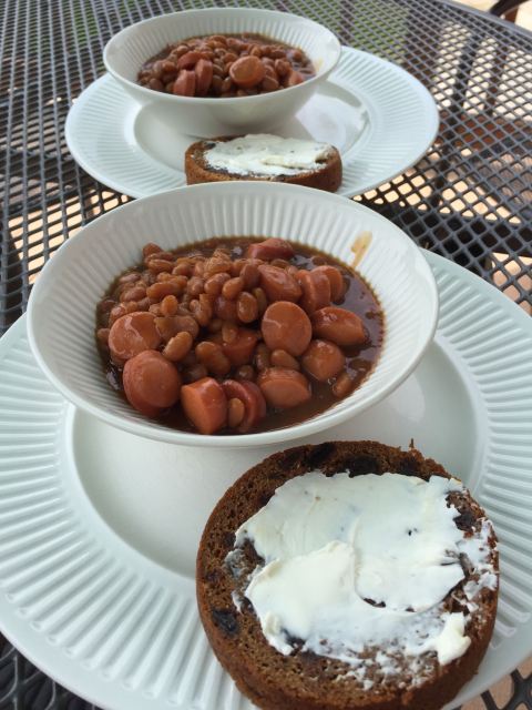 hot dogs and beans
