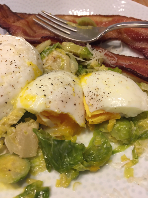 Poached Eggs with Creamy Brussels Sprouts 
