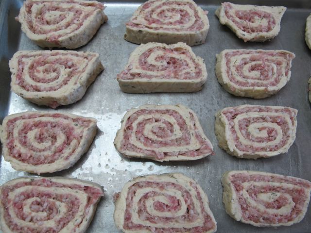 Pinwheels ready for the oven.