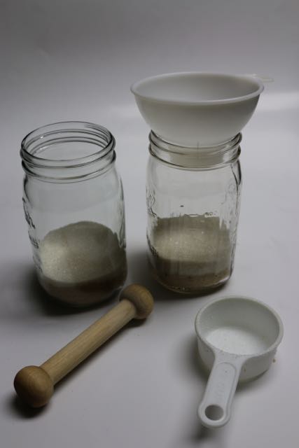Add sugar to jar first.