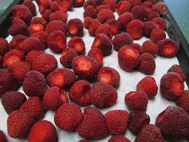 Frozen strawberries. berries, preserving