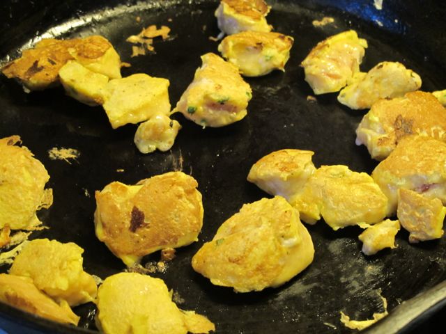 Dip the chicken in the flour mixture, then in the egg mixture and fry lightly. recipe box, prudent living