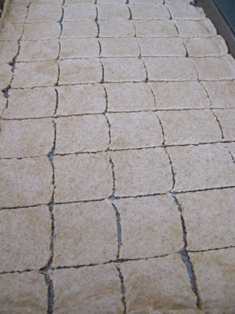 Score the dough with a knife.