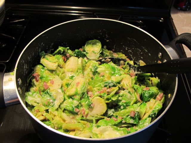 Add Brussels sprouts.