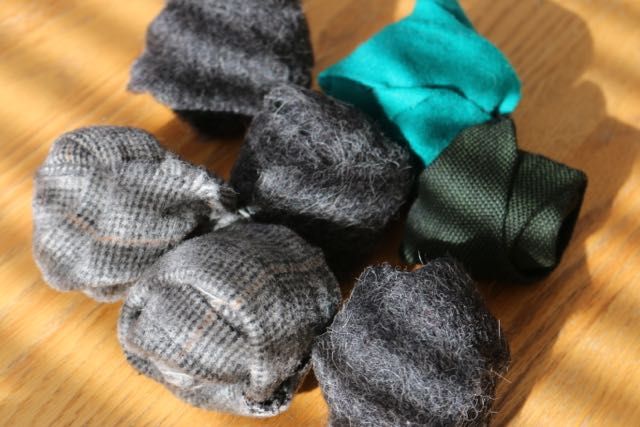 Balls made with wool scraps
