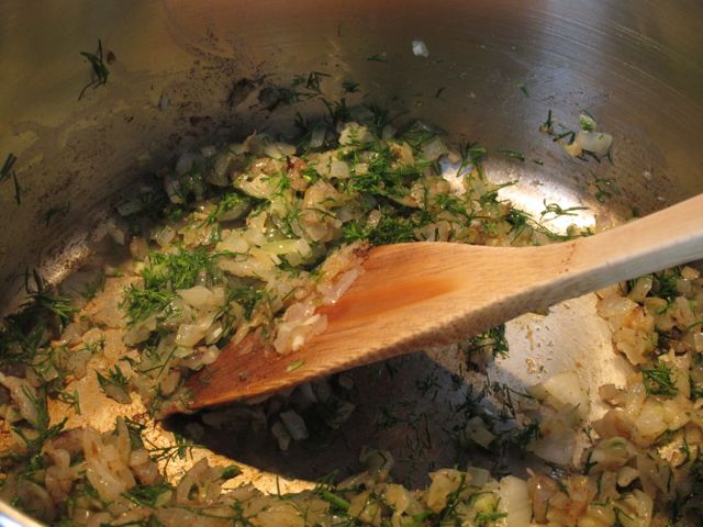 Saute onions and spices.