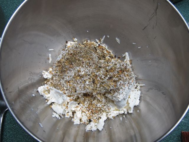 Add herbs to the cheese if desired.