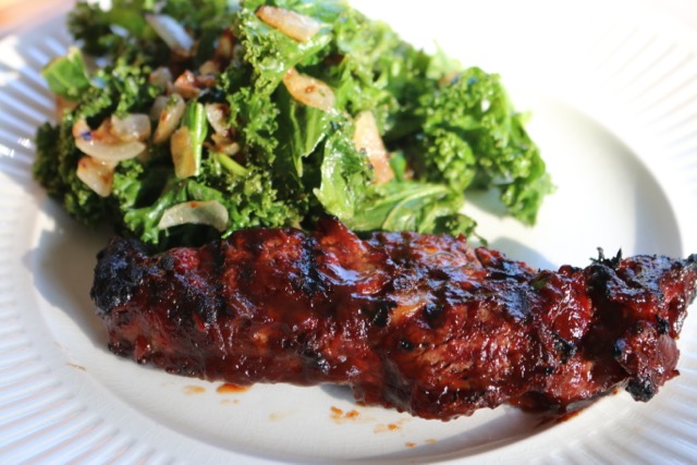 Ribs with homemade barbecue sauce.