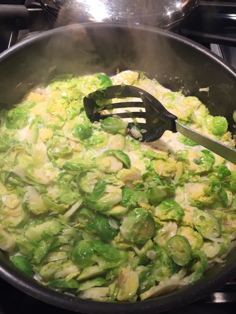Poached Eggs with Creamy Brussels Sprouts