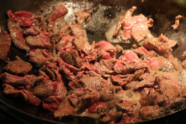 Saute beef.