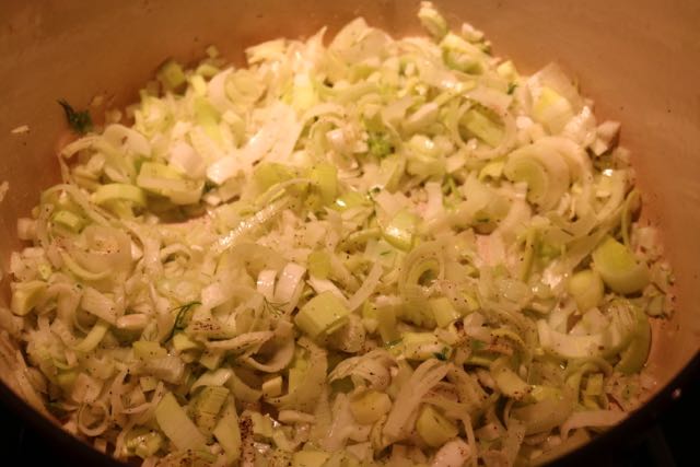 Sauté leeks & fennel.
