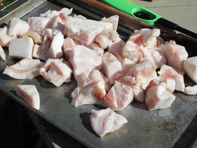 Cut the fat into smaller pieces