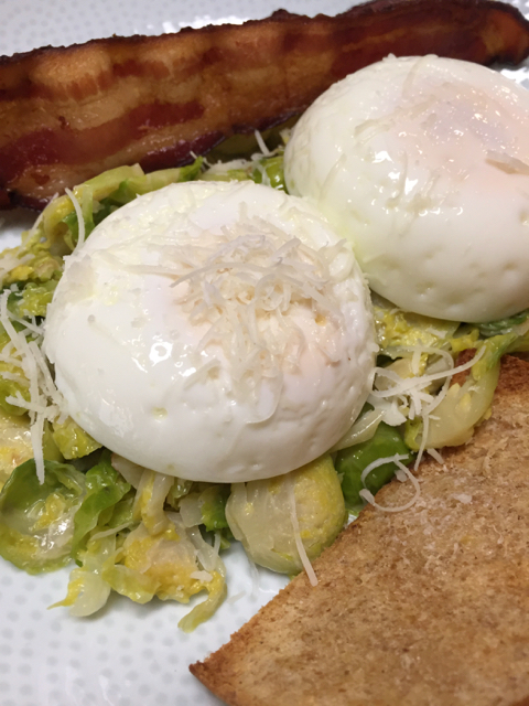 Poached Eggs with Creamy Brussels Sprouts 