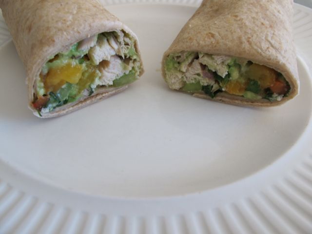 Peach Salsa and Chicken Wrap.