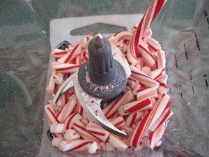 Candy Canes in Blender crushed candy, frugal tip