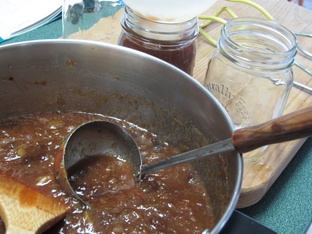 Ladle sauce into hot jars.
