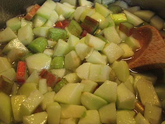 fruit, apples, rhubarb