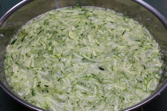 Shredded zucchini and onion