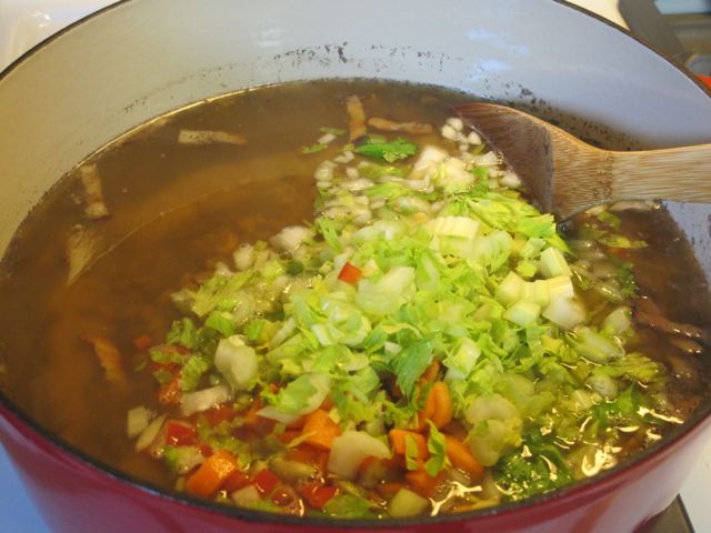 Add chopped vegetables to the pot.