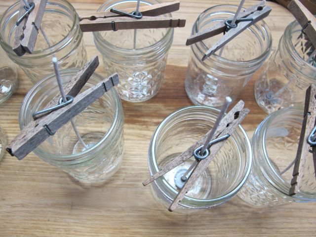 Set your jars up with the wicks in place.
