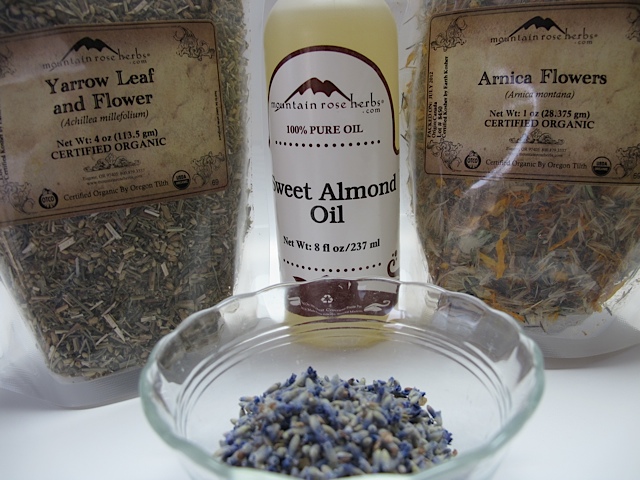 Almond Oil, Yarrow, Arnica Flowers and Lavender salve, prudent living