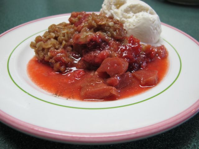 first harvest, Rhubarb Strawberry Crisp, enjoy!