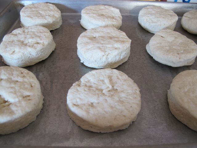Place biscuits on a baking sheet.