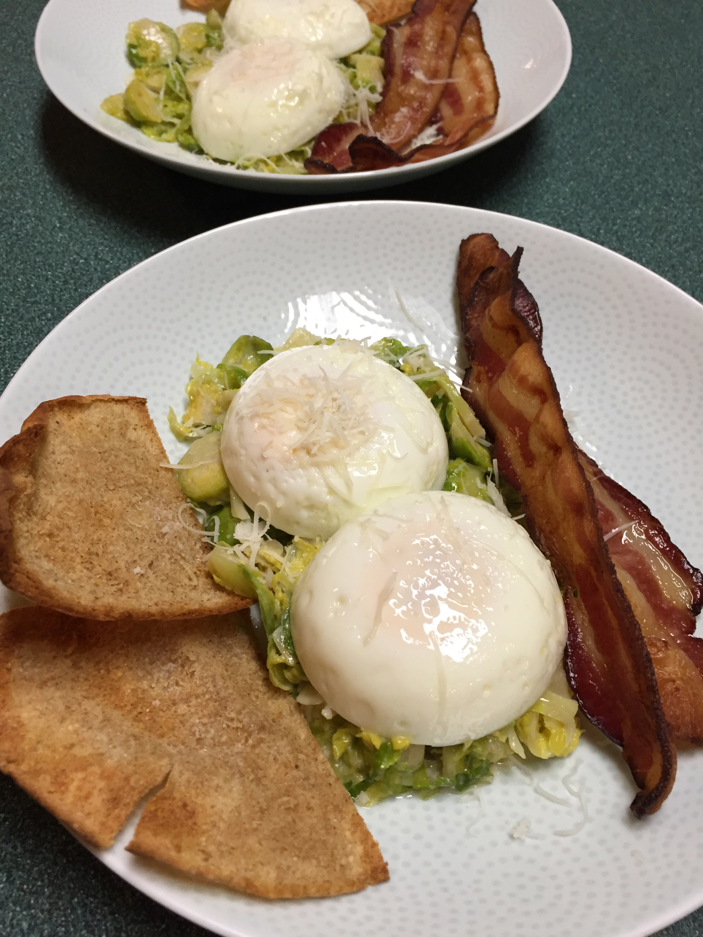 Poached Eggs with Creamy Brussels Sprouts