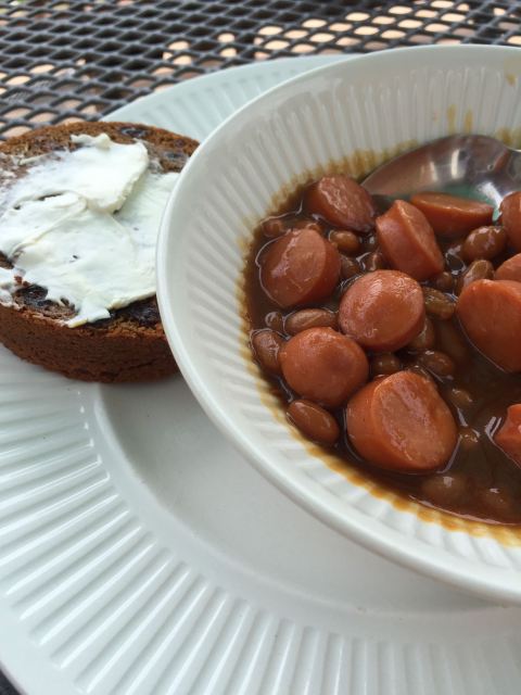 hot dogs and beans