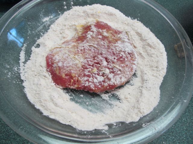 Coat with egg, flour and bread crumbs.