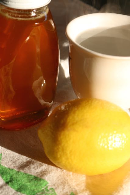 Warm water and lemon.