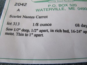 seed packet, carrots, prudent living