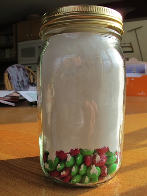 M&M Cookie Mix in a jar. Prudent Living