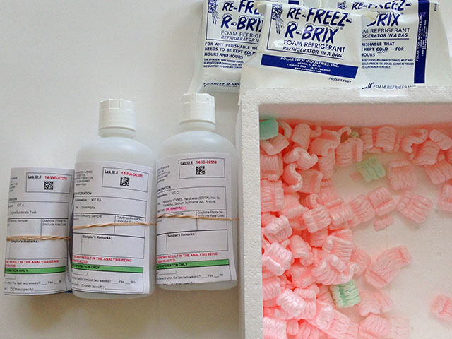 Water test sample containers