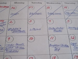 calendar, planning meals, menu calendar