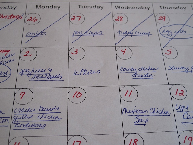 calendar, planning meals, menu calendar