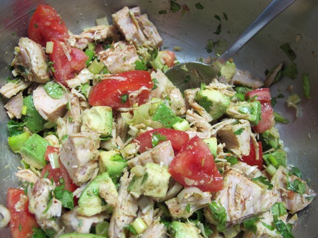 Add dressing and chill.