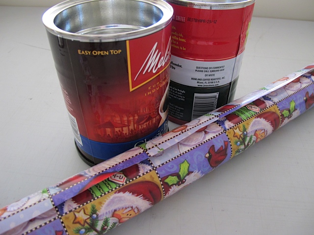 Empty Coffee Cans and Wrapping Paper. frugal tips