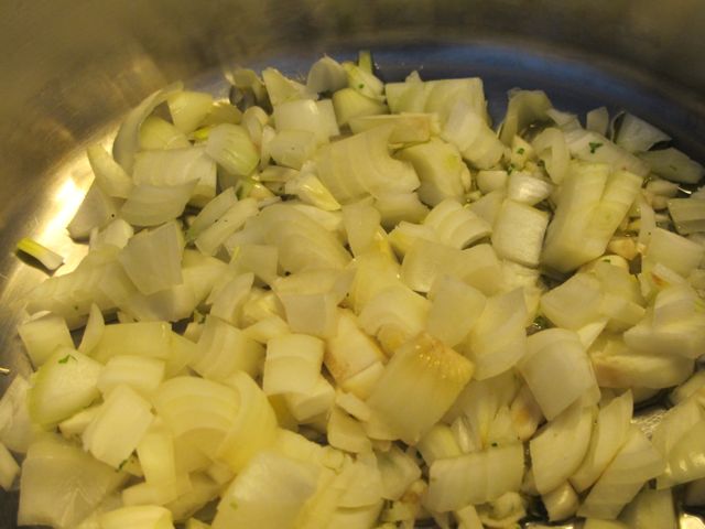Saute onions and garlic. recipe box, prudent living