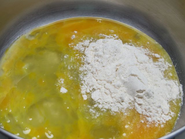 Combine egg and masa harina.