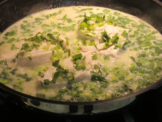 Cilantro and scallions are added.