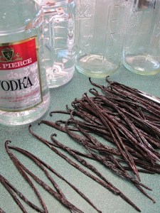 vanilla beans, vodka, homemade vanila extract