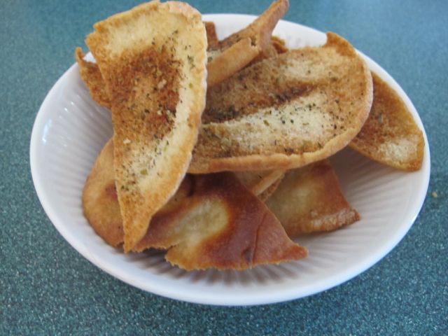 Homemade pita chips.