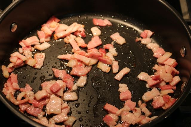Saute bacon.
