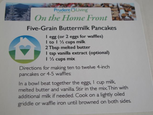 pancake mix, prudent living