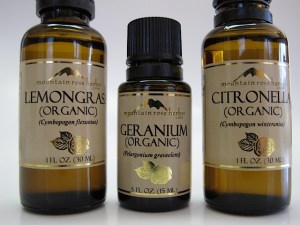 essential oils, lemongrass, geranium, citronella