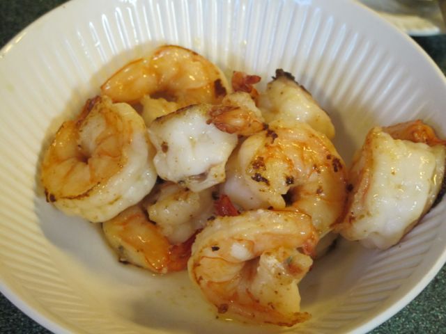 Remove shrimp from the pan.